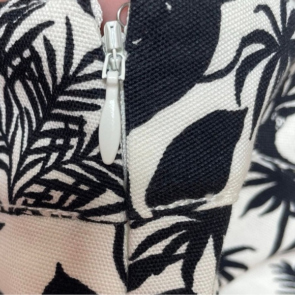 Talbots A Line Tropical Monkeys Ivory Black Canvas Side Zip Lined Skirt - Picture 5 of 9